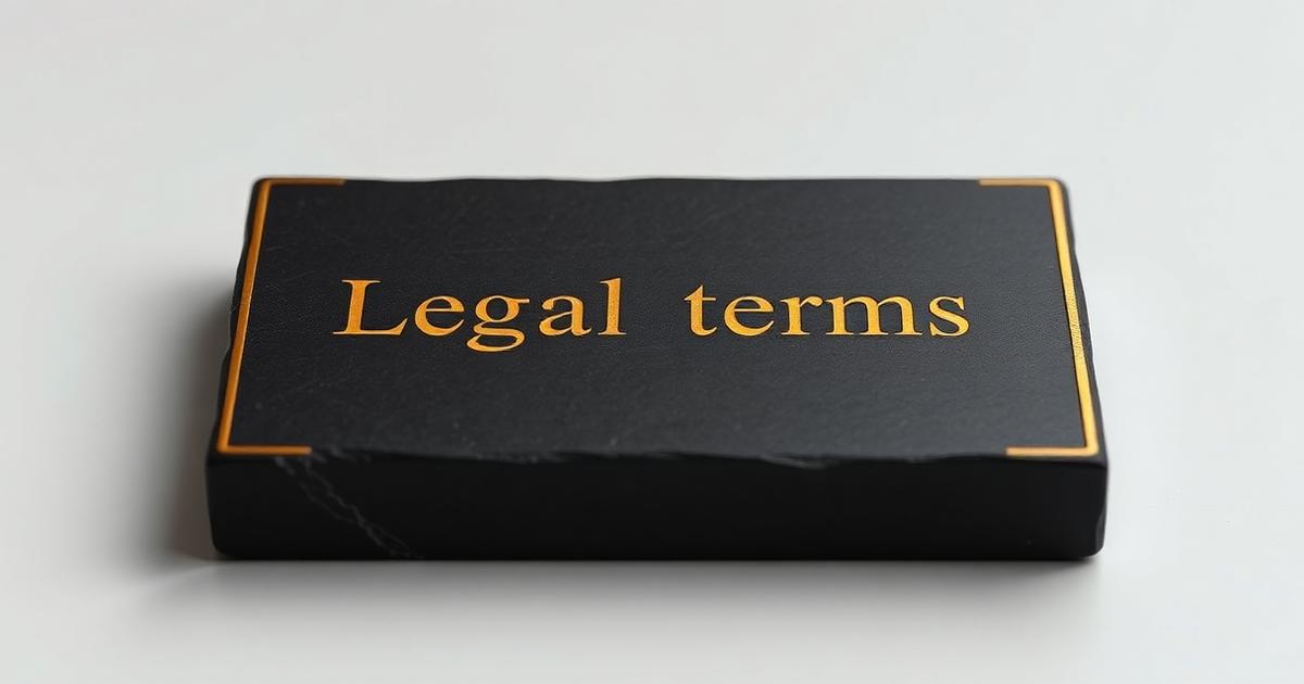 Dark stone tablet with gold edging representing website legal terms